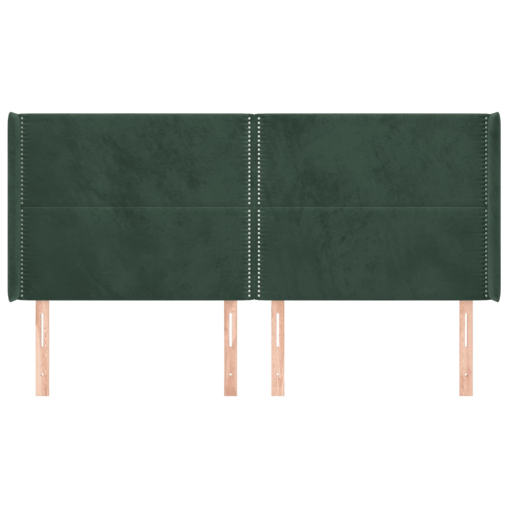 vidaXL Tăblie pat cu aripioare verde închis 203x16x118/128 cm catifea vidaXL Tăblie pat cu aripioare verde închis 203x16x118/128 cm catifea