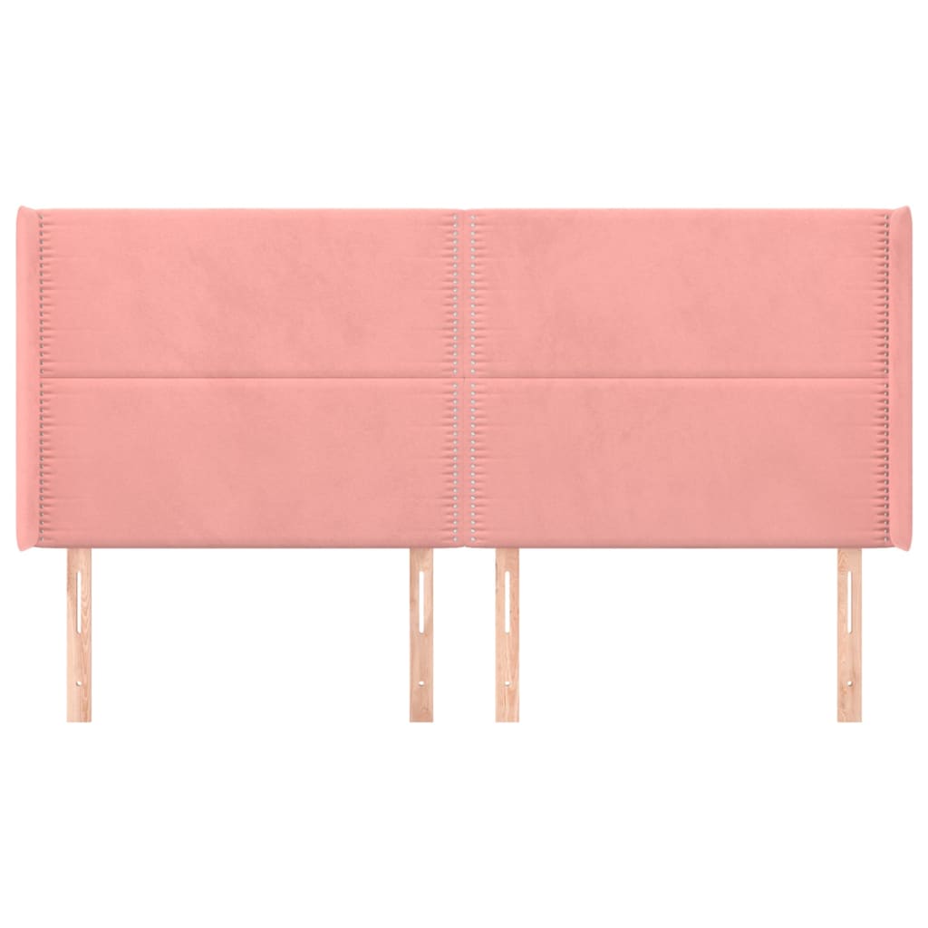 vidaXL Tăblie de pat cu aripioare, roz, 203x16x118/128 cm, catifea