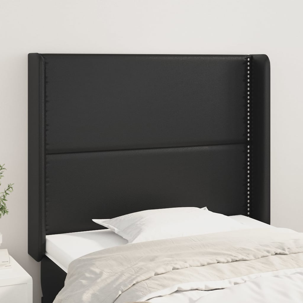 vidaXL Tăblie de pat cu aripioare, negru, 83x16x118/128 cm, piele eco vidaXL Tăblie de pat cu aripioare, negru, 83x16x118/128 cm, piele eco