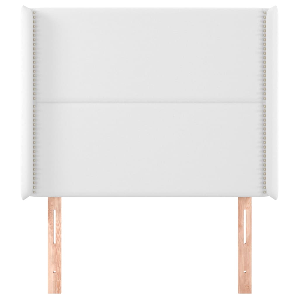 vidaXL Tăblie de pat cu aripioare, alb, 103x16x118/128 cm, piele eco