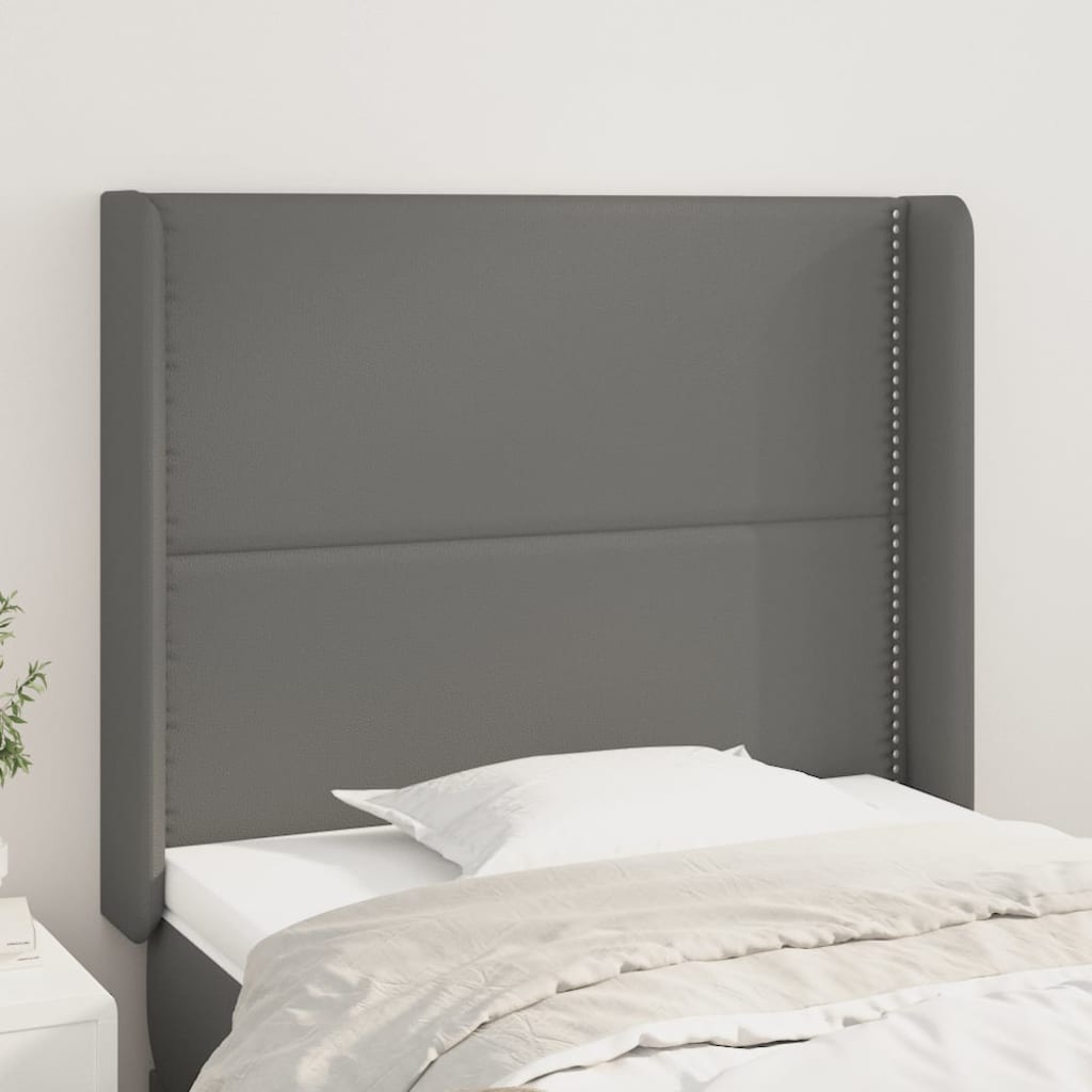 vidaXL Tăblie de pat cu aripioare gri 103x16x118/128 cm piele eco