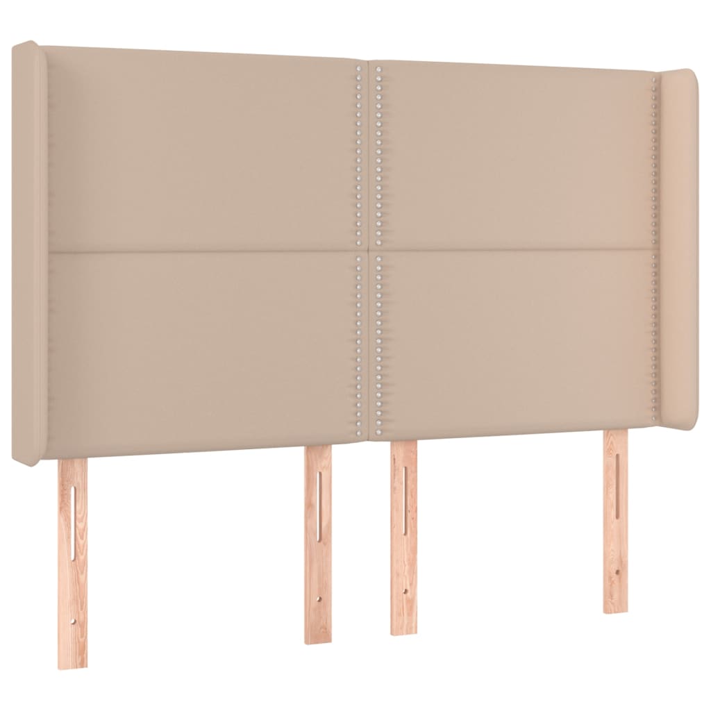 vidaXL Tăblie pat cu aripioare cappuccino 147x16x118/128 cm piele eco vidaXL Tăblie pat cu aripioare cappuccino 147x16x118/128 cm piele eco