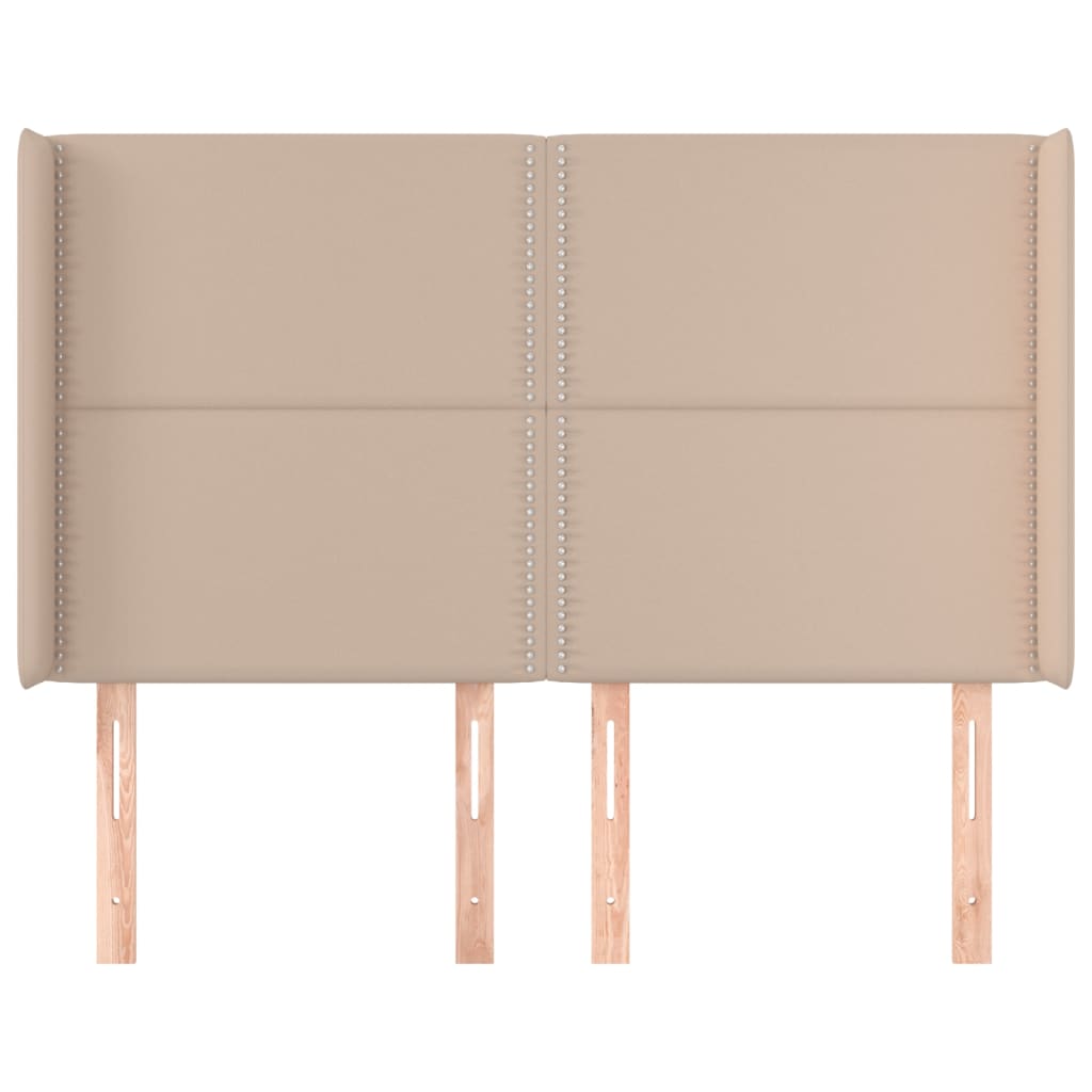 vidaXL Tăblie pat cu aripioare cappuccino 147x16x118/128 cm piele eco vidaXL Tăblie pat cu aripioare cappuccino 147x16x118/128 cm piele eco