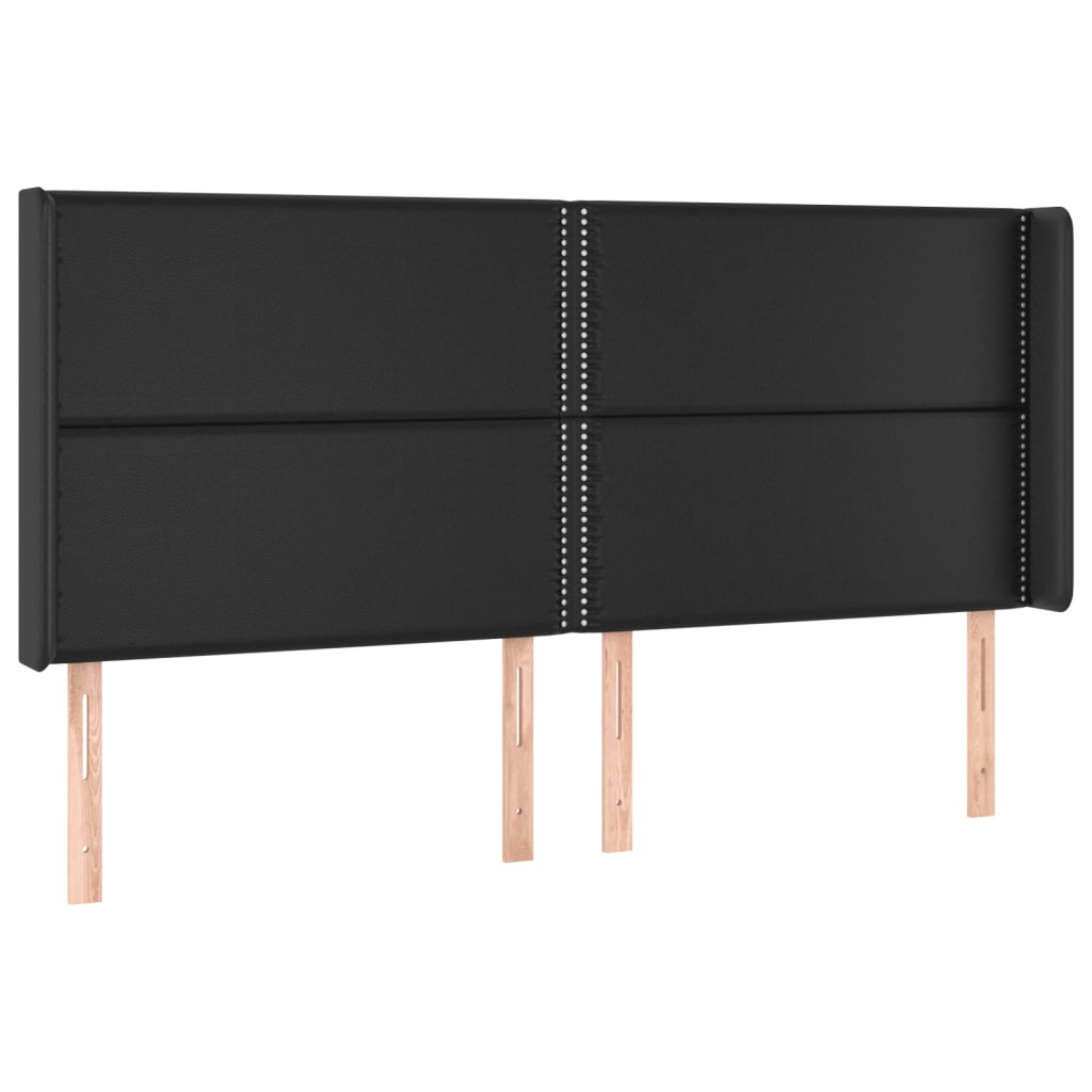vidaXL Tăblie de pat cu aripioare, negru, 163x16x118/128 cm, piele eco
