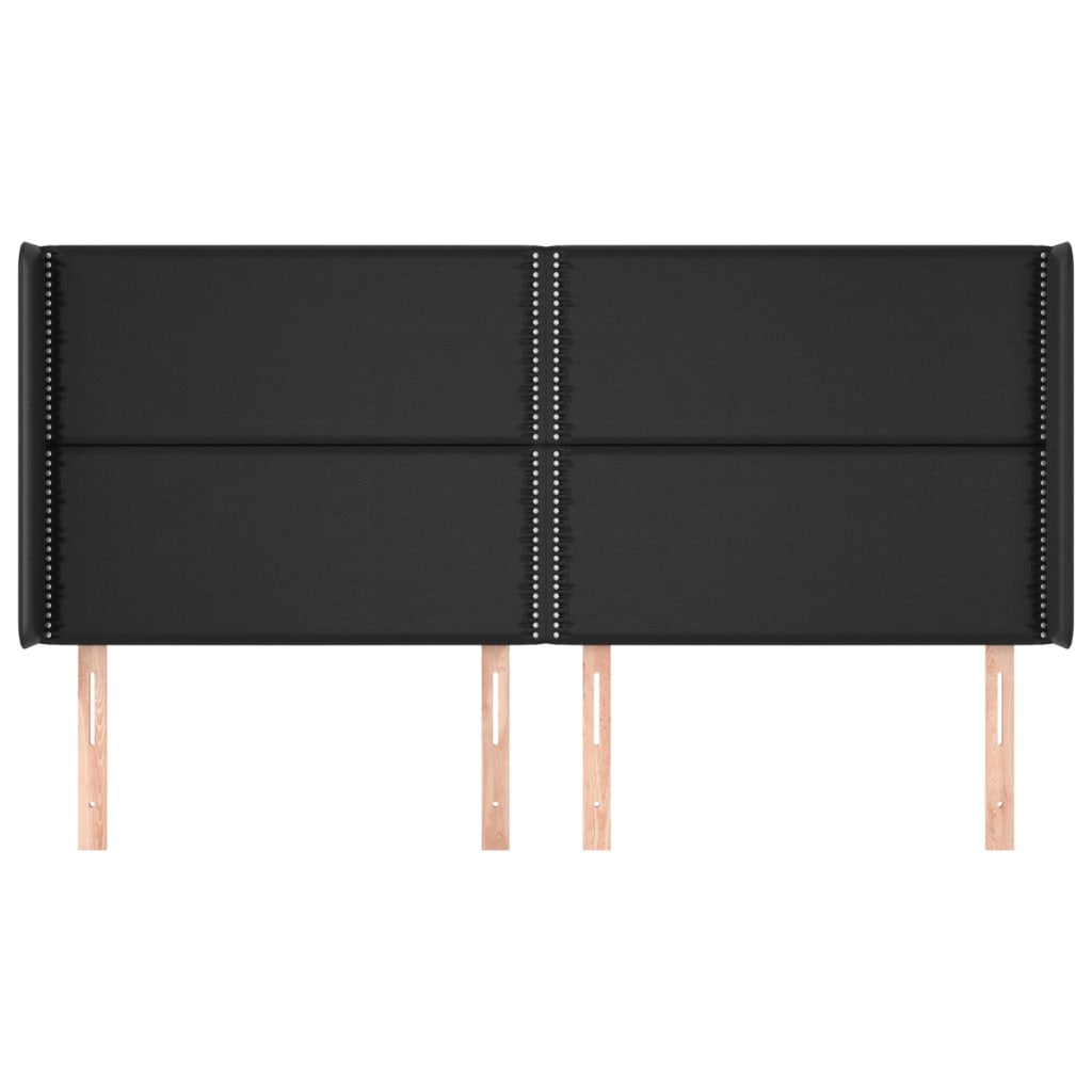 vidaXL Tăblie de pat cu aripioare, negru, 163x16x118/128 cm, piele eco