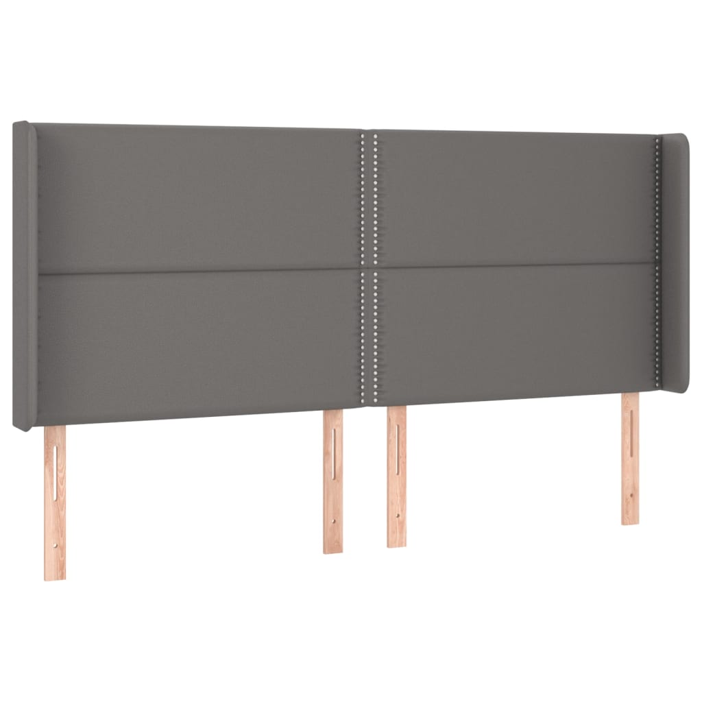 vidaXL Tăblie de pat cu aripioare, gri, 183x16x118/128 cm piele eco