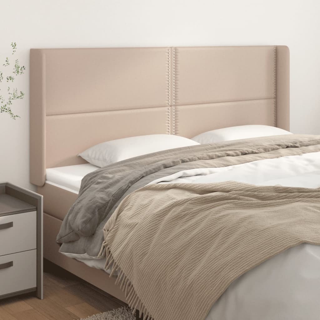 vidaXL Tăblie pat cu aripioare, cappuccino,183x16x118/128 cm piele eco vidaXL Tăblie pat cu aripioare, cappuccino,183x16x118/128 cm piele eco
