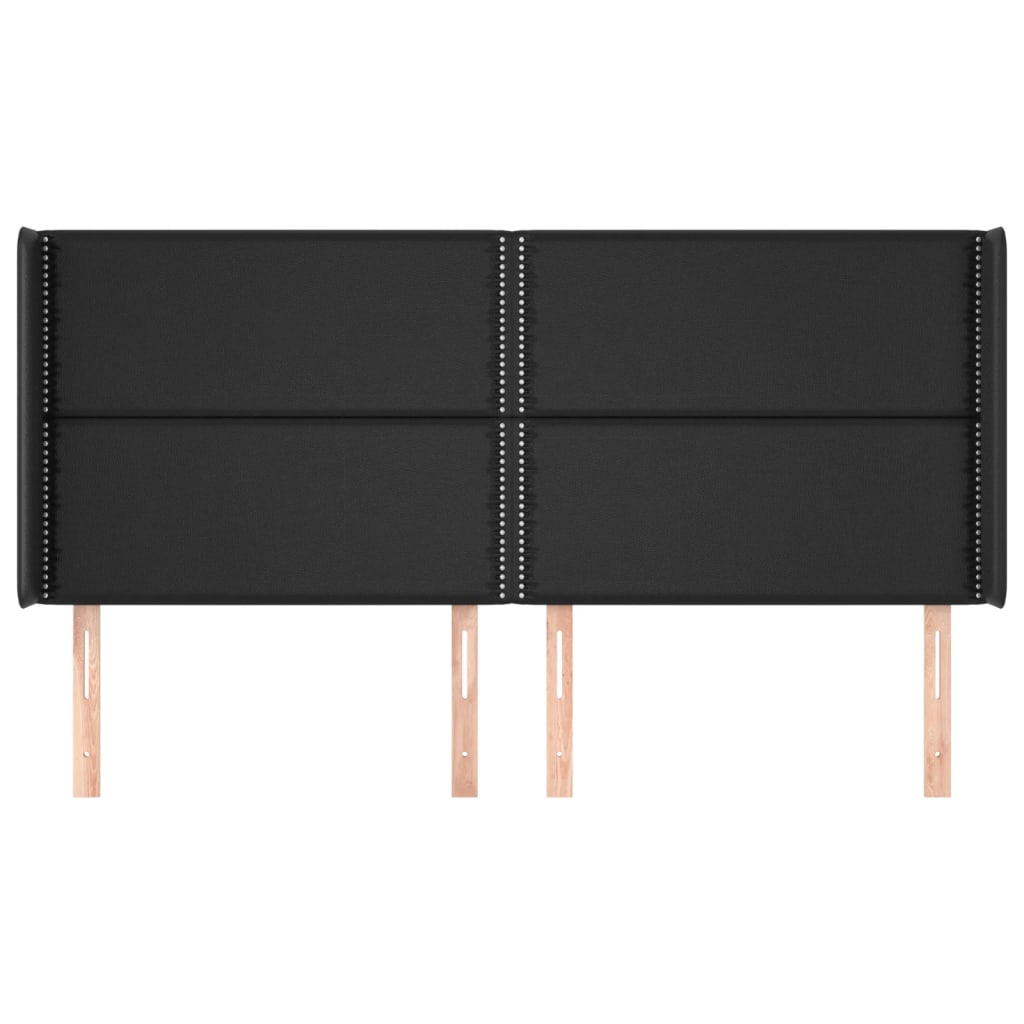 vidaXL Tăblie de pat cu aripioare, negru, 203x16x118/128 cm, piele eco