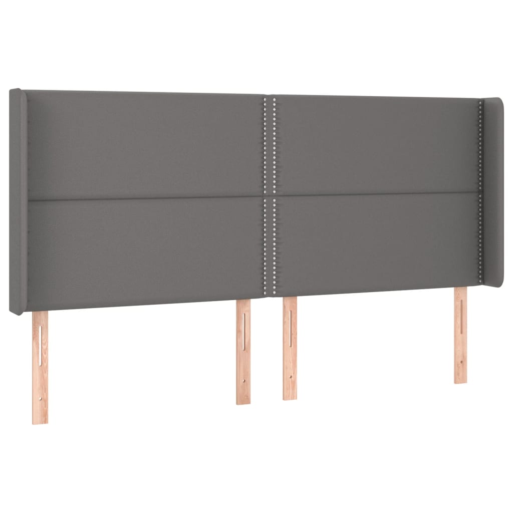 vidaXL Tăblie de pat cu aripioare gri 203x16x118/128 cm piele eco
