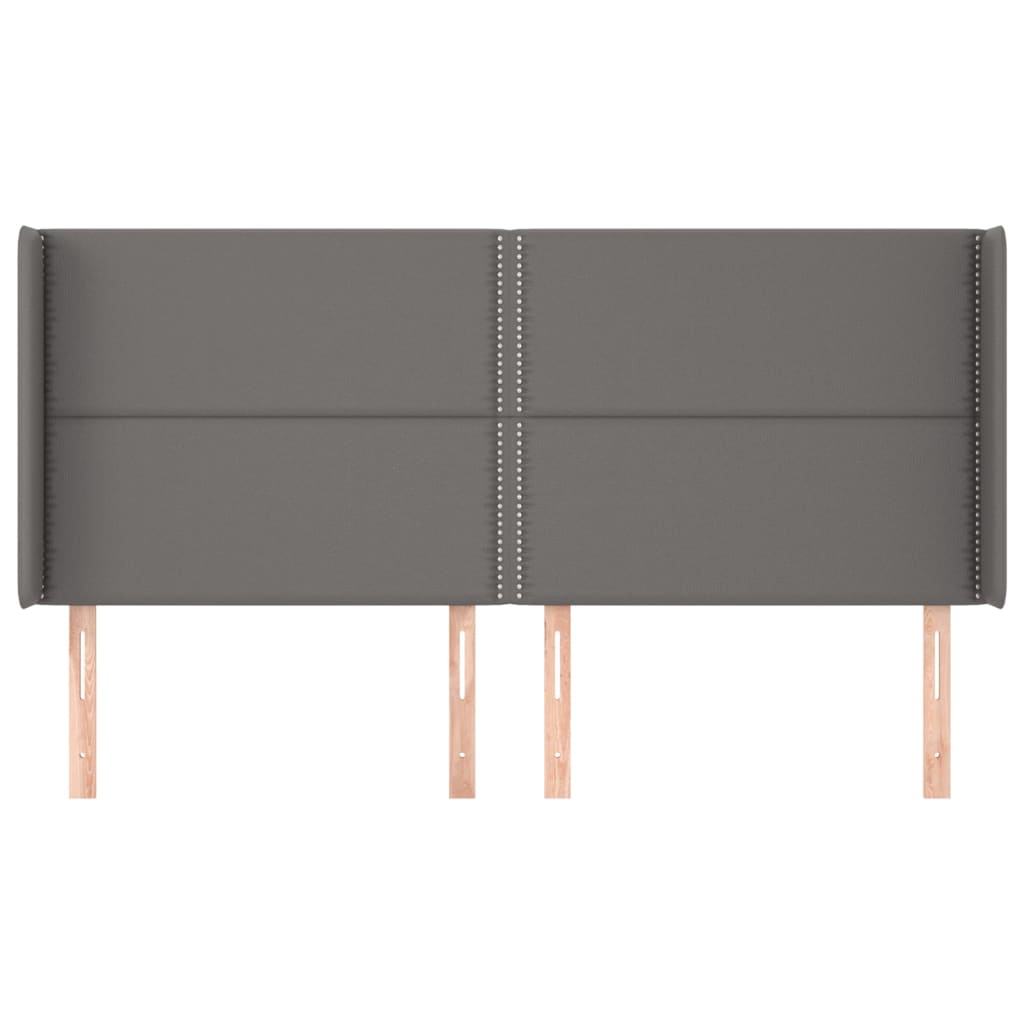 vidaXL Tăblie de pat cu aripioare gri 203x16x118/128 cm piele eco