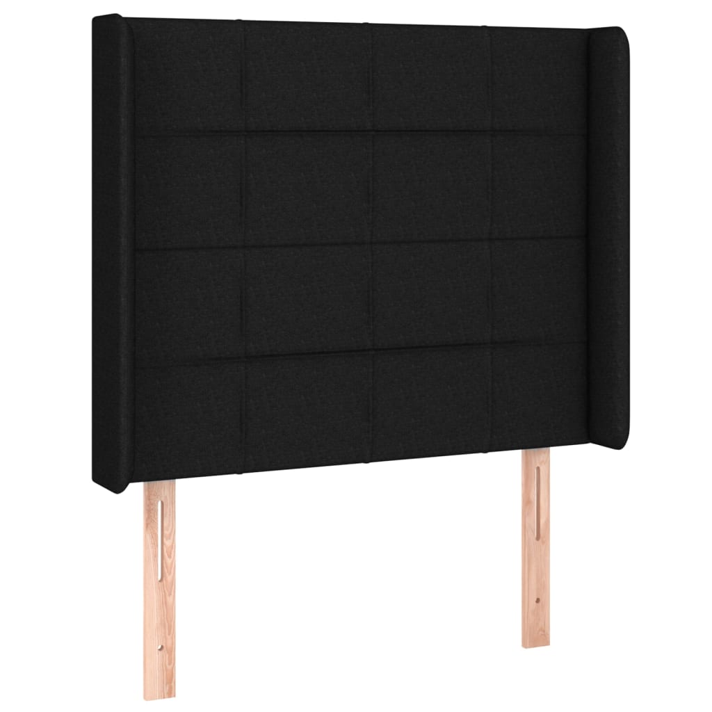 vidaXL Tăblie de pat cu aripioare, negru, 83x16x118/128 cm, textil vidaXL Tăblie de pat cu aripioare, negru, 83x16x118/128 cm, textil