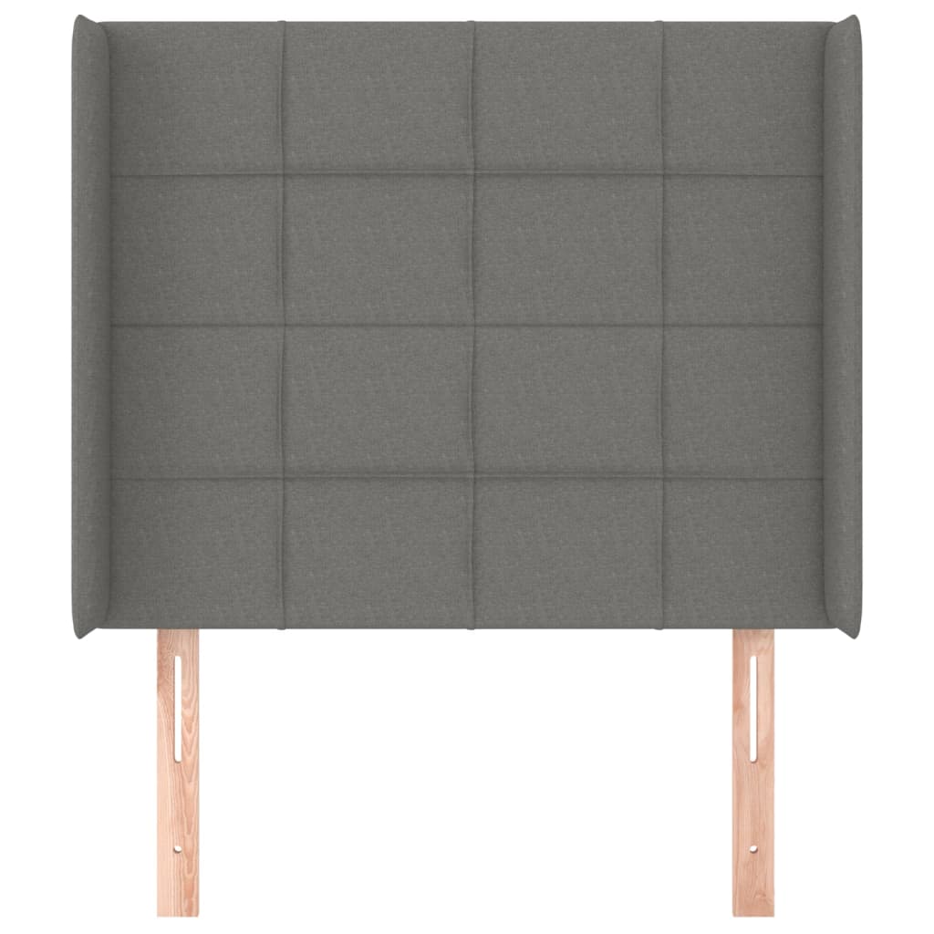 vidaXL Tăblie de pat cu aripioare gri închis 103x16x118/128 cm textil