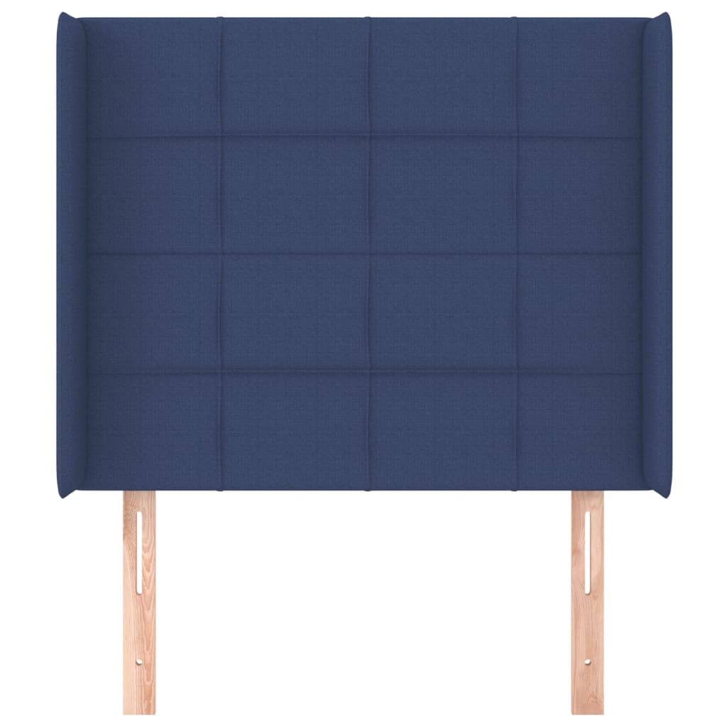 vidaXL Tăblie de pat cu aripioare, albastru, 103x16x118/128 cm, textil vidaXL Tăblie de pat cu aripioare, albastru, 103x16x118/128 cm, textil