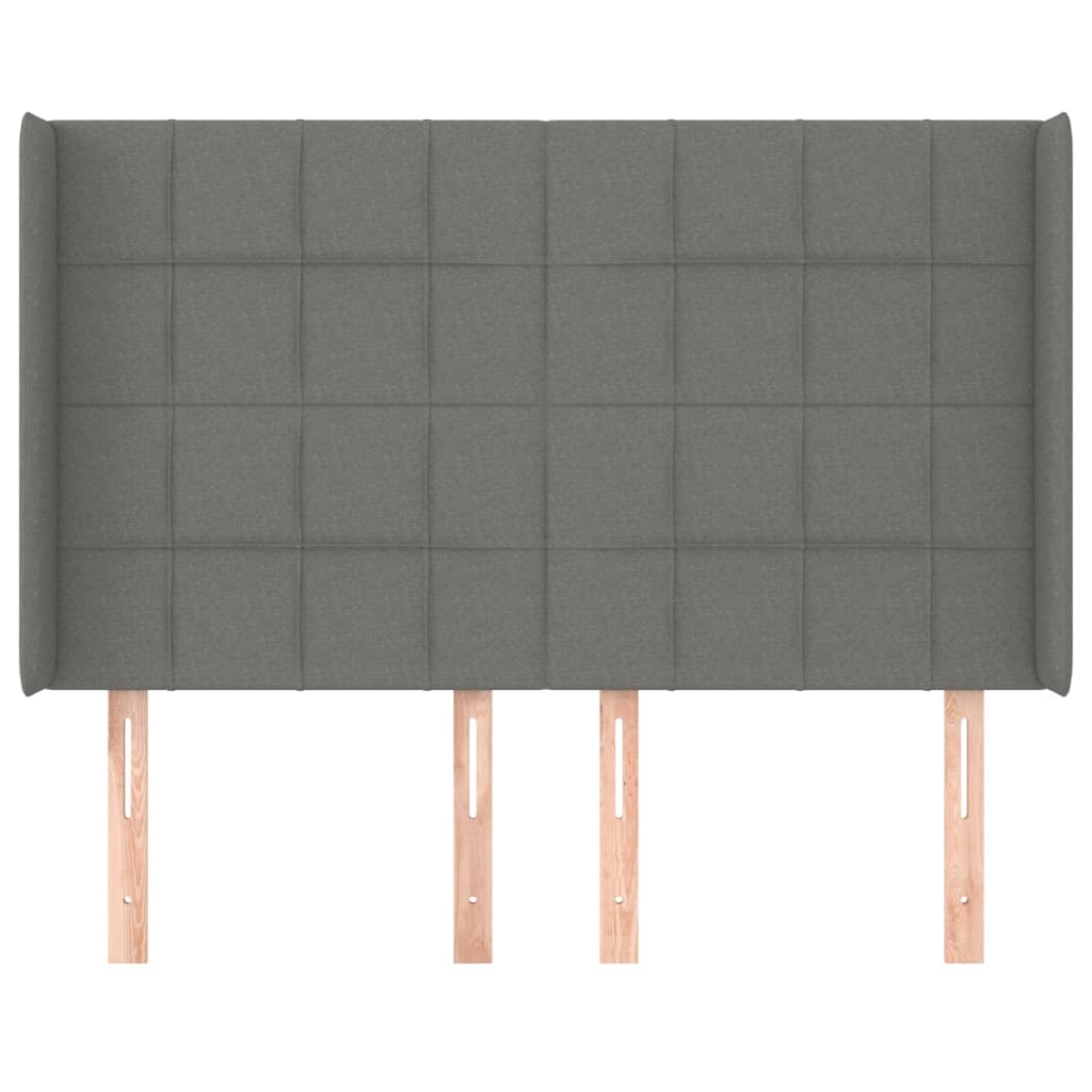 vidaXL Tăblie de pat cu aripioare gri închis 147x16x118/128 cm textil