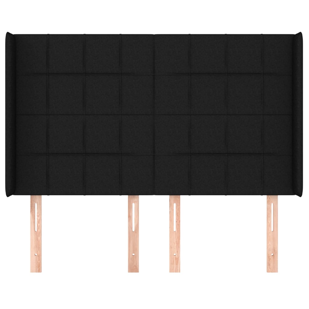 vidaXL Tăblie de pat cu aripioare, negru, 147x16x118/128 cm, textil