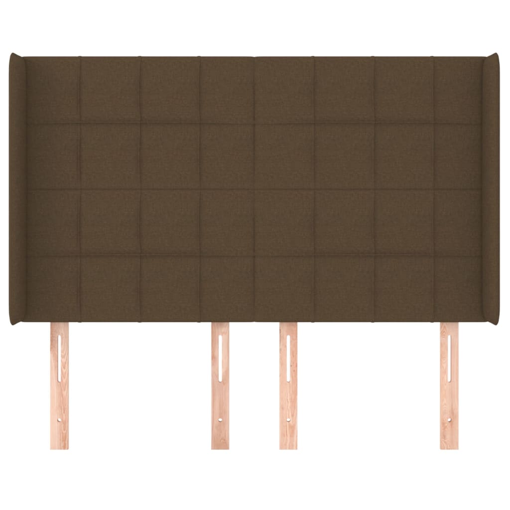 vidaXL Tăblie de pat cu aripioare maro închis 147x16x118/128 cm textil