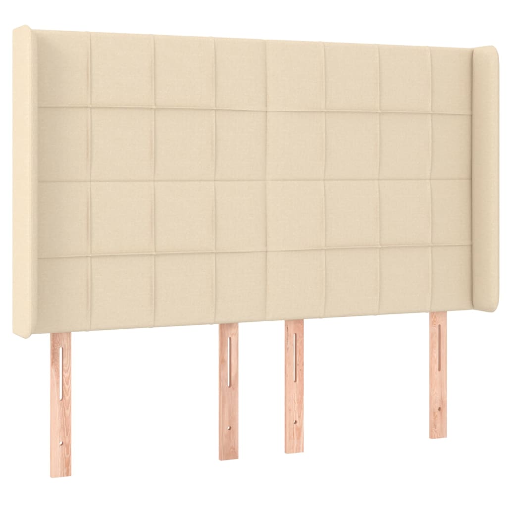 vidaXL Tăblie de pat cu aripioare, crem, 147x16x118/128 cm, textil