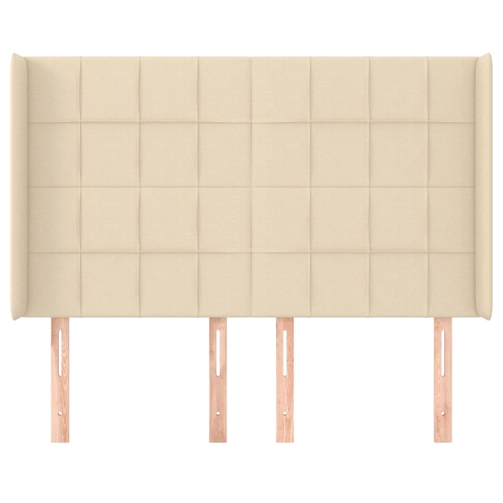 vidaXL Tăblie de pat cu aripioare, crem, 147x16x118/128 cm, textil