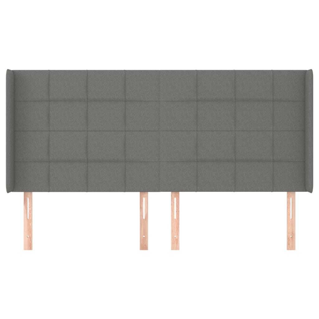 vidaXL Tăblie de pat cu aripioare gri închis 163x16x118/128 cm textil vidaXL Tăblie de pat cu aripioare gri închis 163x16x118/128 cm textil