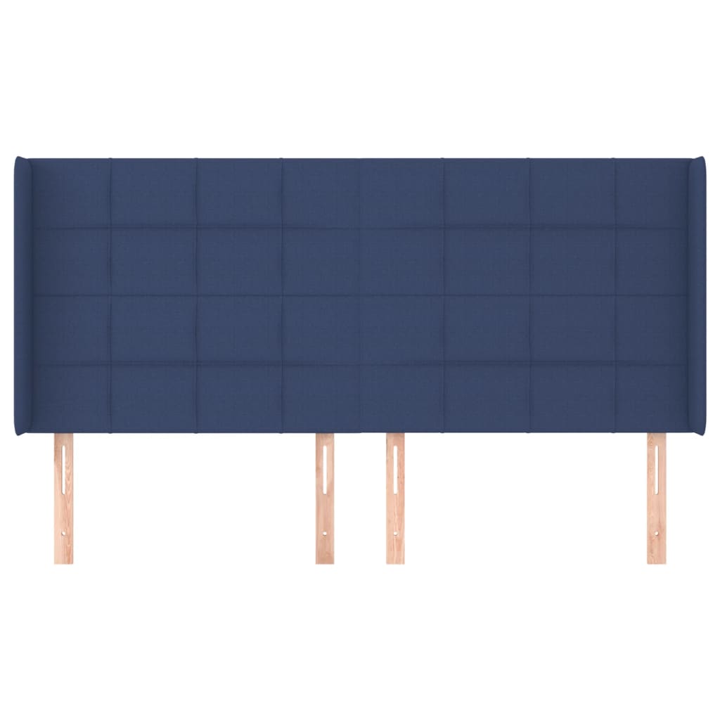 vidaXL Tăblie de pat cu aripioare, albastru, 183x16x118/128 cm, textil