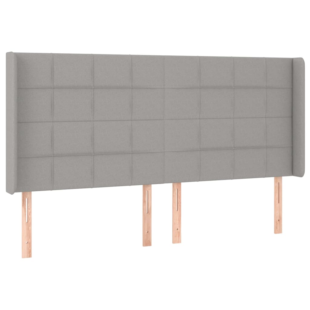 vidaXL Tăblie de pat cu aripioare gri deschis 203x16x118/128 cm textil