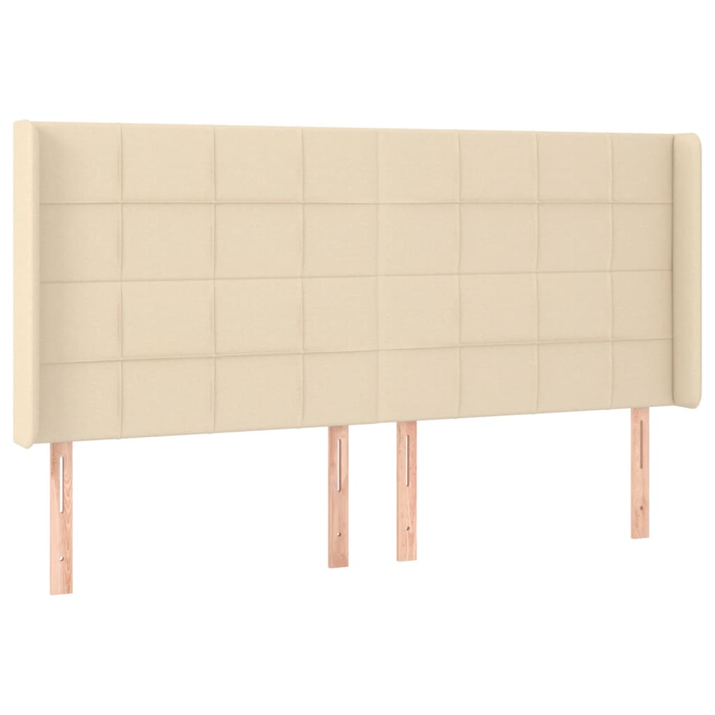 vidaXL Tăblie de pat cu aripioare, crem, 203x16x118/128 cm, textil