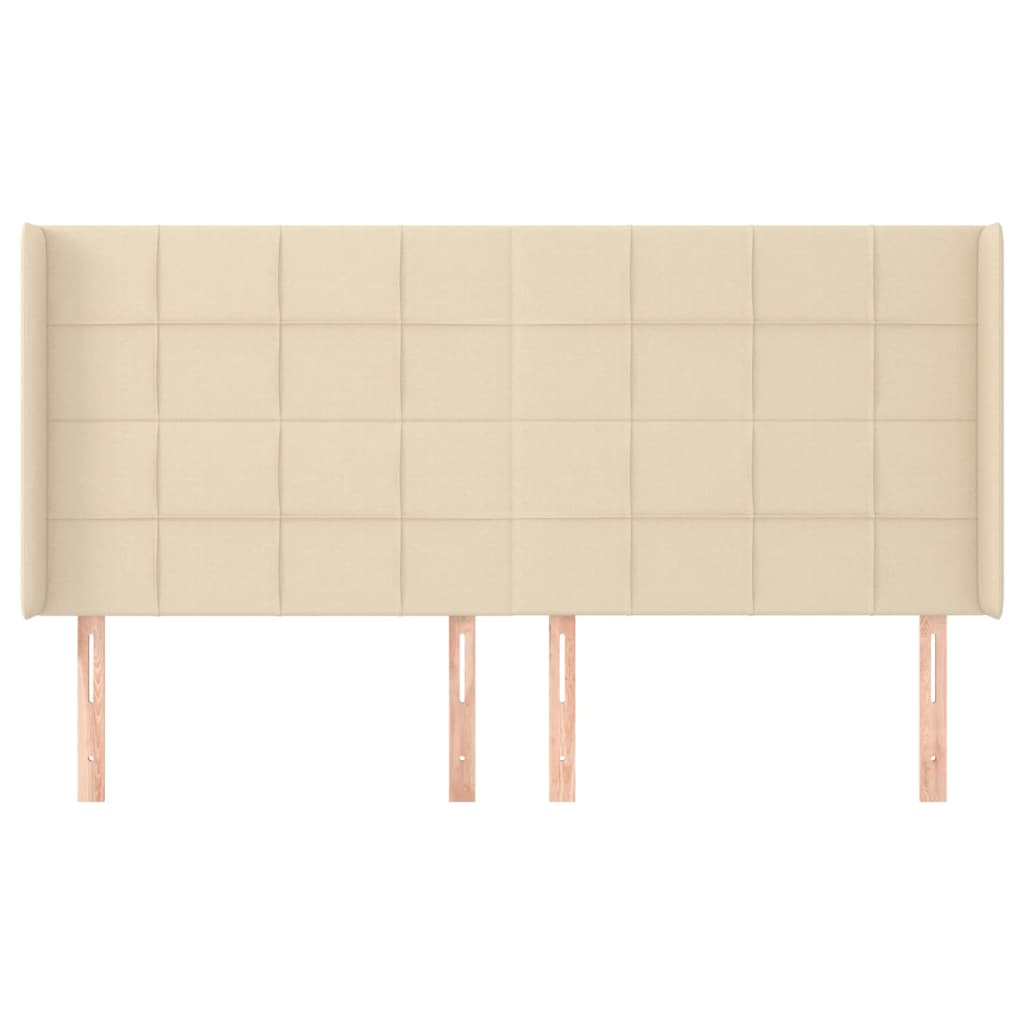 vidaXL Tăblie de pat cu aripioare, crem, 203x16x118/128 cm, textil