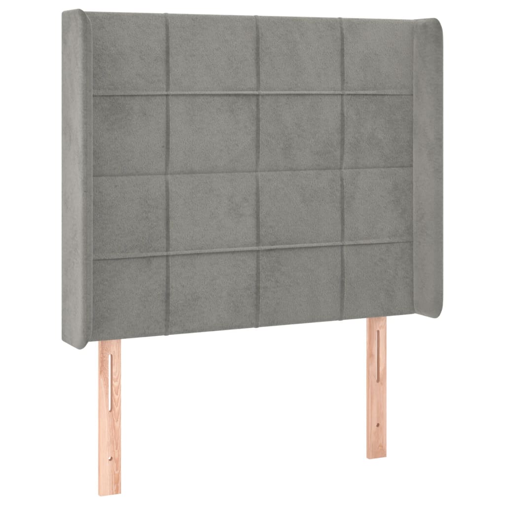 vidaXL Tăblie de pat cu aripioare gri deschis 83x16x118/128 cm catifea vidaXL Tăblie de pat cu aripioare gri deschis 83x16x118/128 cm catifea