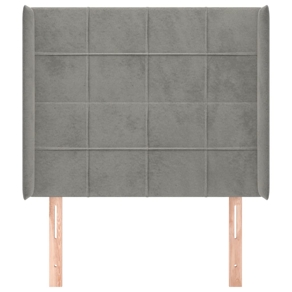 vidaXL Tăblie de pat cu aripioare gri deschis 83x16x118/128 cm catifea vidaXL Tăblie de pat cu aripioare gri deschis 83x16x118/128 cm catifea