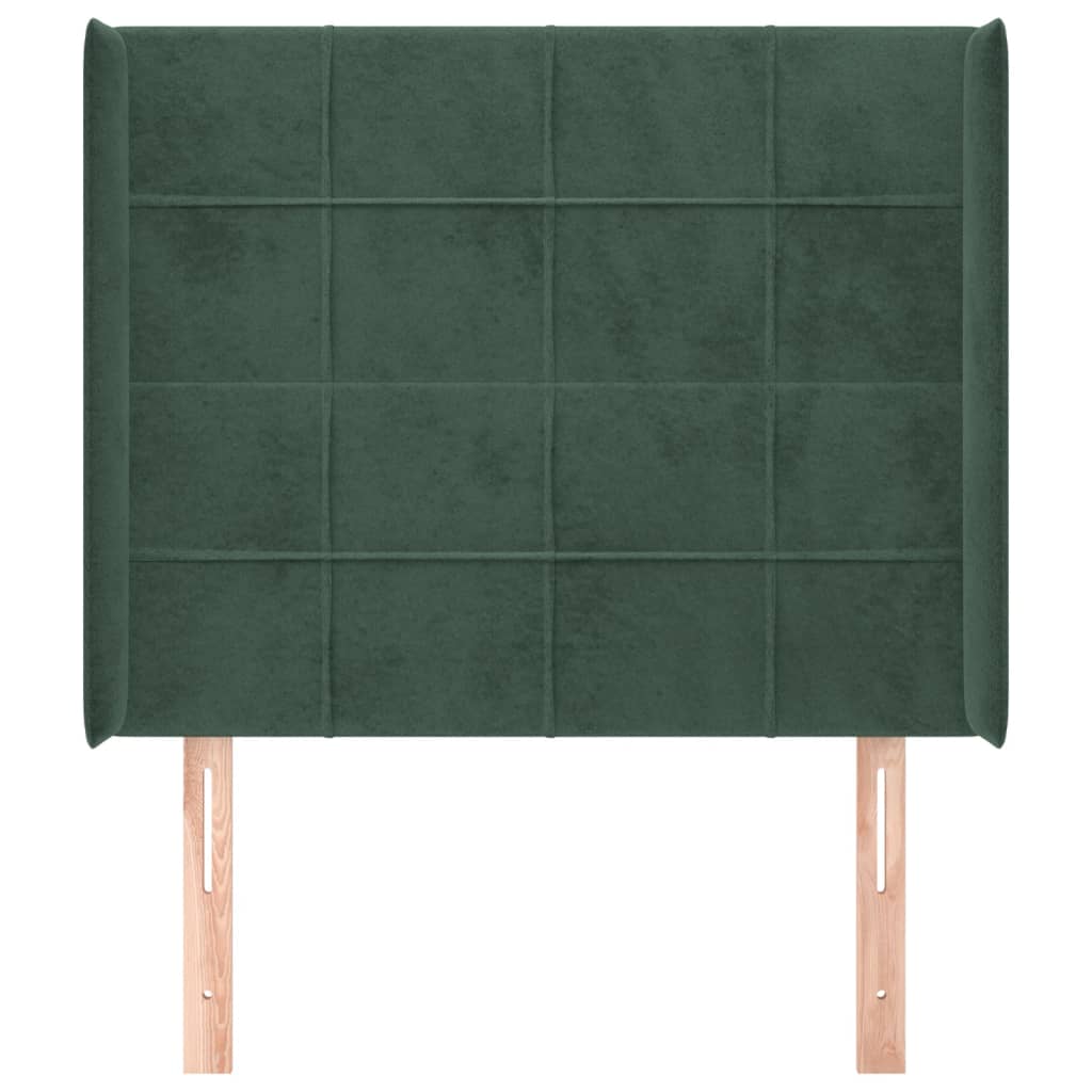 vidaXL Tăblie pat cu aripioare verde închis 83x16x118/128 cm catifea vidaXL Tăblie pat cu aripioare verde închis 83x16x118/128 cm catifea