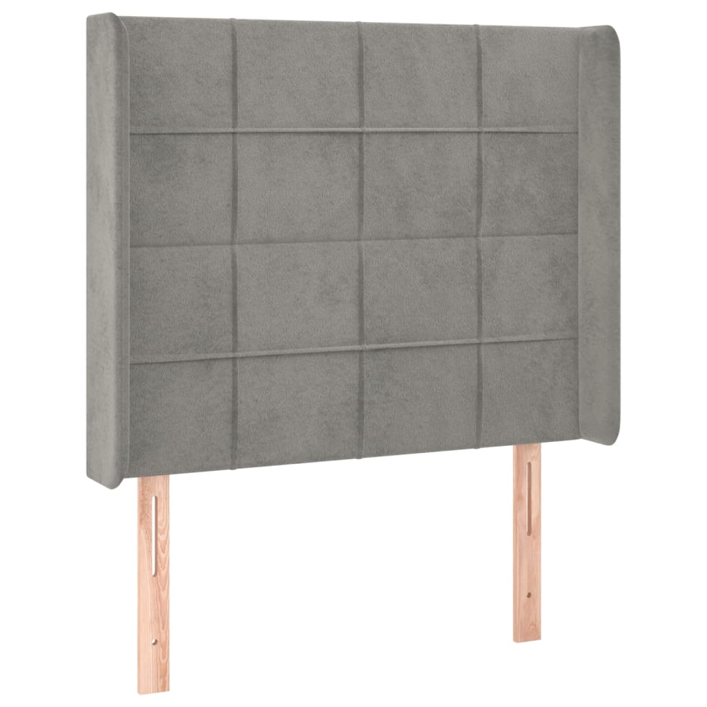 vidaXL Tăblie de pat cu aripioare gri deschis 93x16x118/128 cm catifea