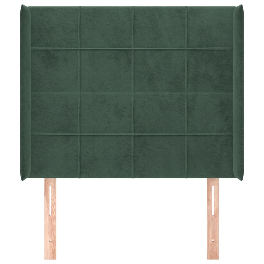 vidaXL Tăblie pat cu aripioare verde închis 93x16x118/128 cm catifea vidaXL Tăblie pat cu aripioare verde închis 93x16x118/128 cm catifea