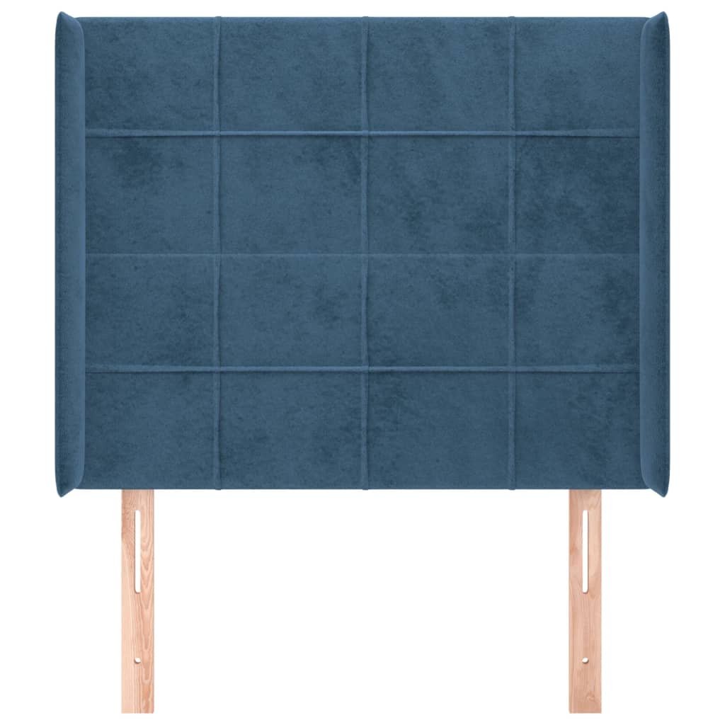 vidaXL Tăblie pat cu aripioare albastru închis 93x16x118/128cm catifea