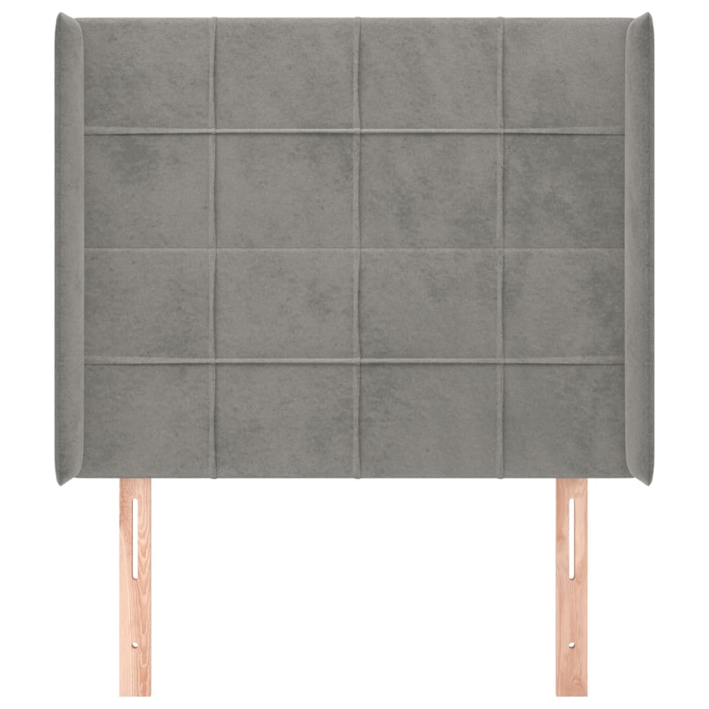 vidaXL Tăblie de pat cu aripioare gri deschis 103x16x118/128cm catifea