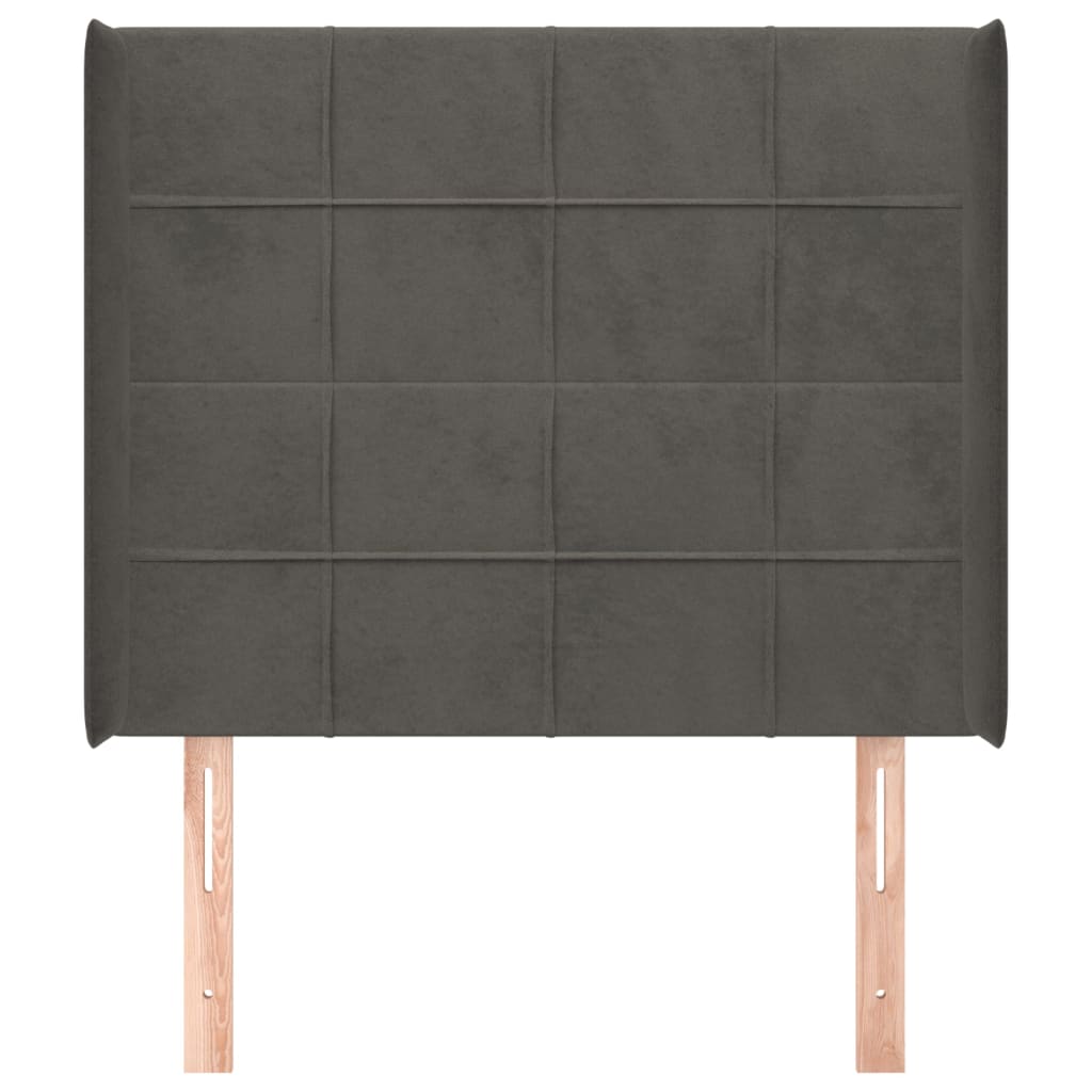 vidaXL Tăblie de pat cu aripioare gri închis 103x16x118/128 cm catifea