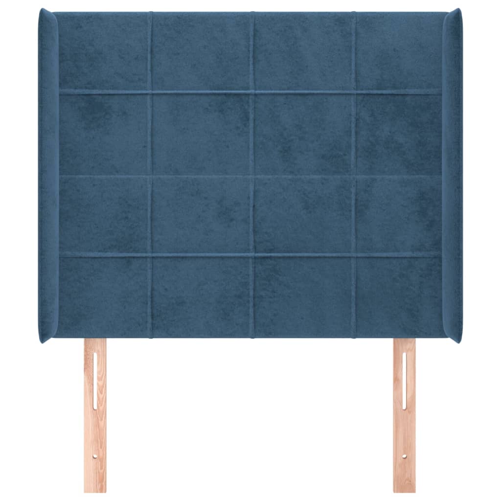 vidaXL Tăblie pat cu urechi albastru închis 103x16x118/128 cm catifea vidaXL Tăblie pat cu urechi albastru închis 103x16x118/128 cm catifea