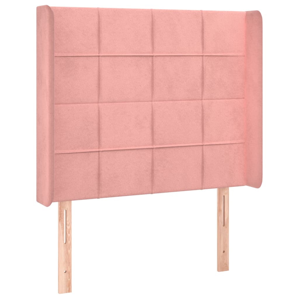 vidaXL Tăblie de pat cu aripioare, roz, 103x16x118/128 cm, catifea