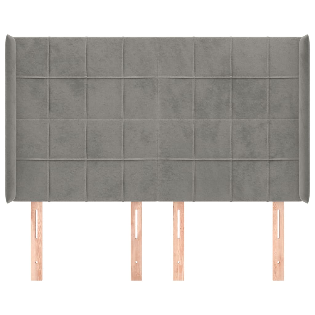 vidaXL Tăblie de pat cu aripioare gri deschis 147x16x118/128cm catifea vidaXL Tăblie de pat cu aripioare gri deschis 147x16x118/128cm catifea