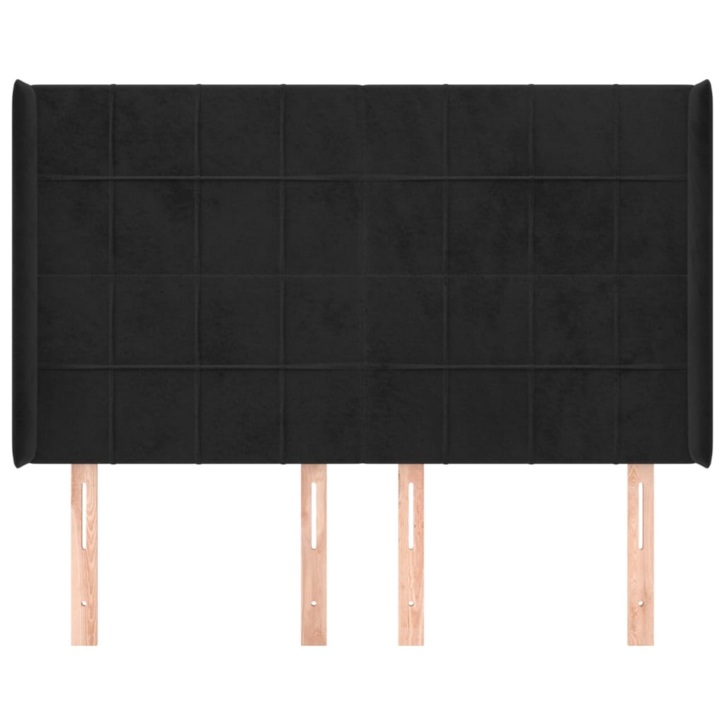 vidaXL Tăblie de pat cu aripioare, negru, 147x16x118/128 cm, catifea
