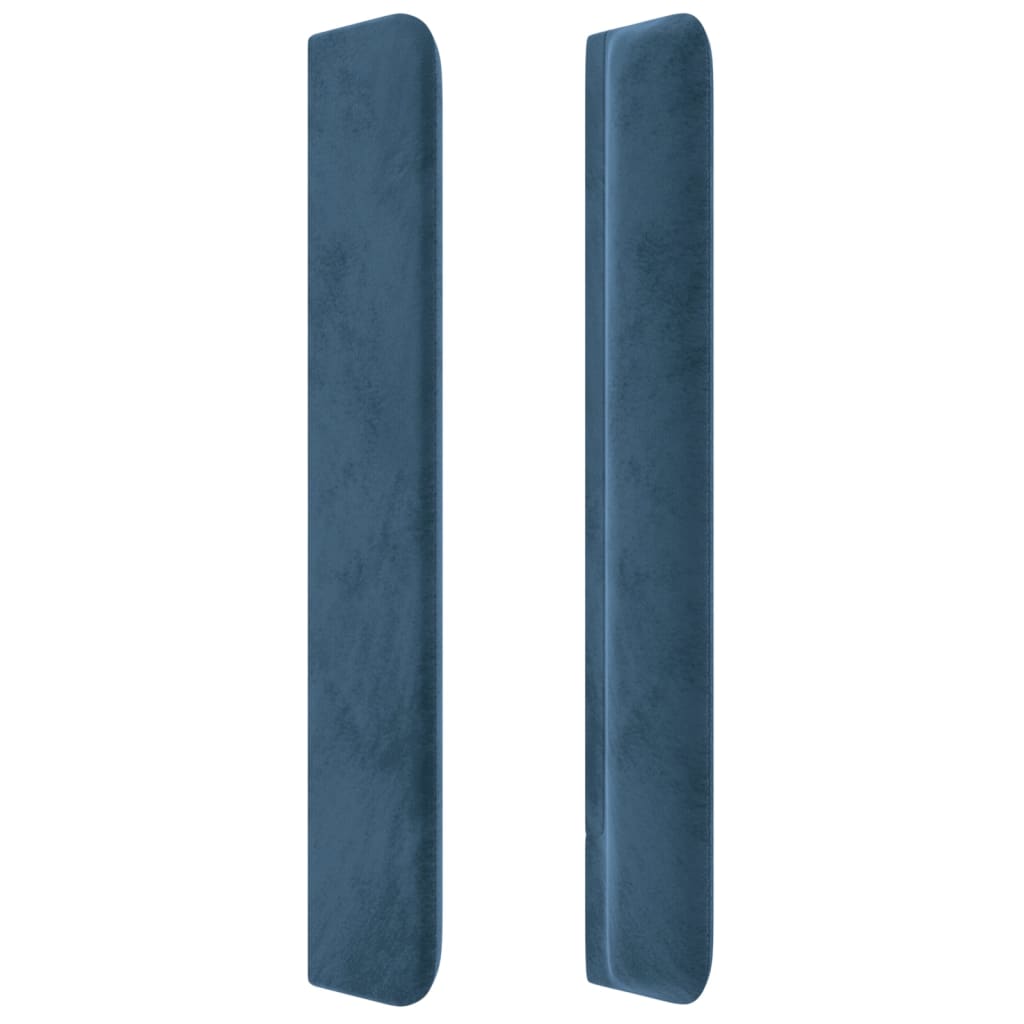 vidaXL Tăblie pat cu urechi albastru închis 147x16x118/128 cm catifea vidaXL Tăblie pat cu urechi albastru închis 147x16x118/128 cm catifea