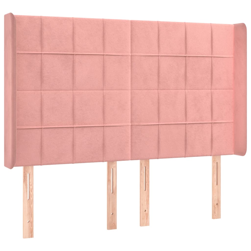vidaXL Tăblie de pat cu aripioare, roz, 147x16x118/128 cm, catifea