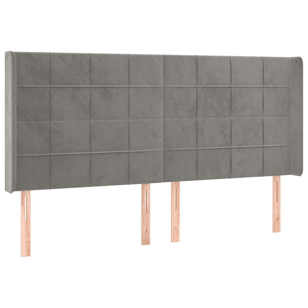 vidaXL Tăblie de pat cu aripioare gri deschis 163x16x118/128cm catifea
