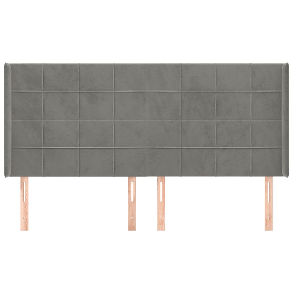 vidaXL Tăblie de pat cu aripioare gri deschis 163x16x118/128cm catifea