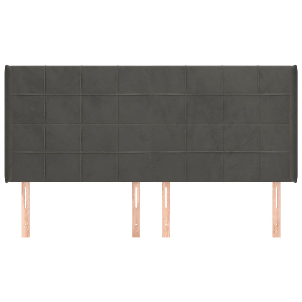 vidaXL Tăblie de pat cu aripioare gri închis 163x16x118/128 cm catifea vidaXL Tăblie de pat cu aripioare gri închis 163x16x118/128 cm catifea