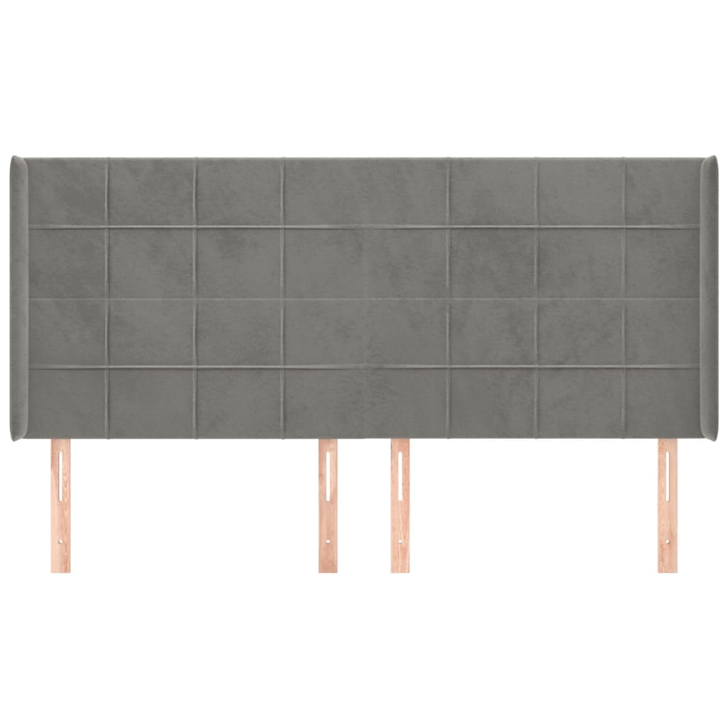 vidaXL Tăblie de pat cu aripioare gri deschis 183x16x118/128cm catifea vidaXL Tăblie de pat cu aripioare gri deschis 183x16x118/128cm catifea