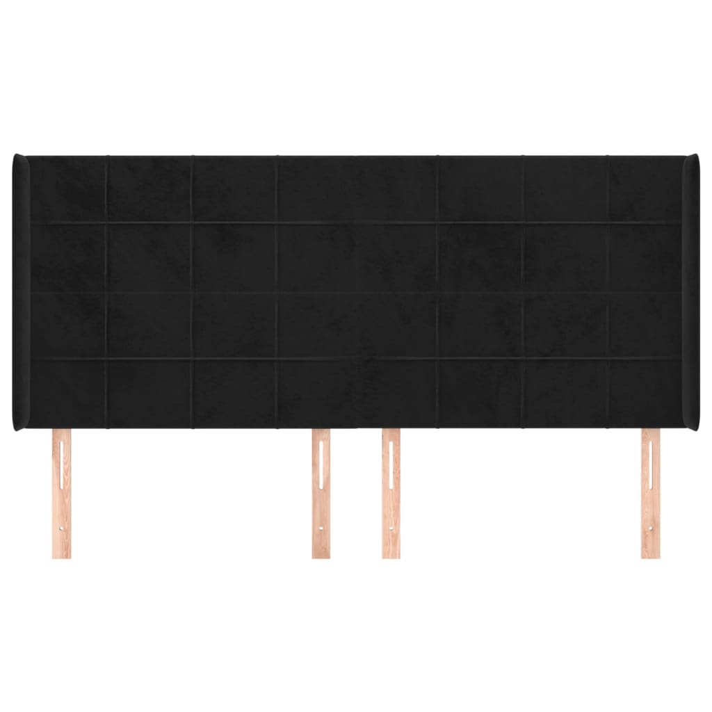 vidaXL Tăblie de pat cu aripioare, negru, 183x16x118/128 cm, catifea