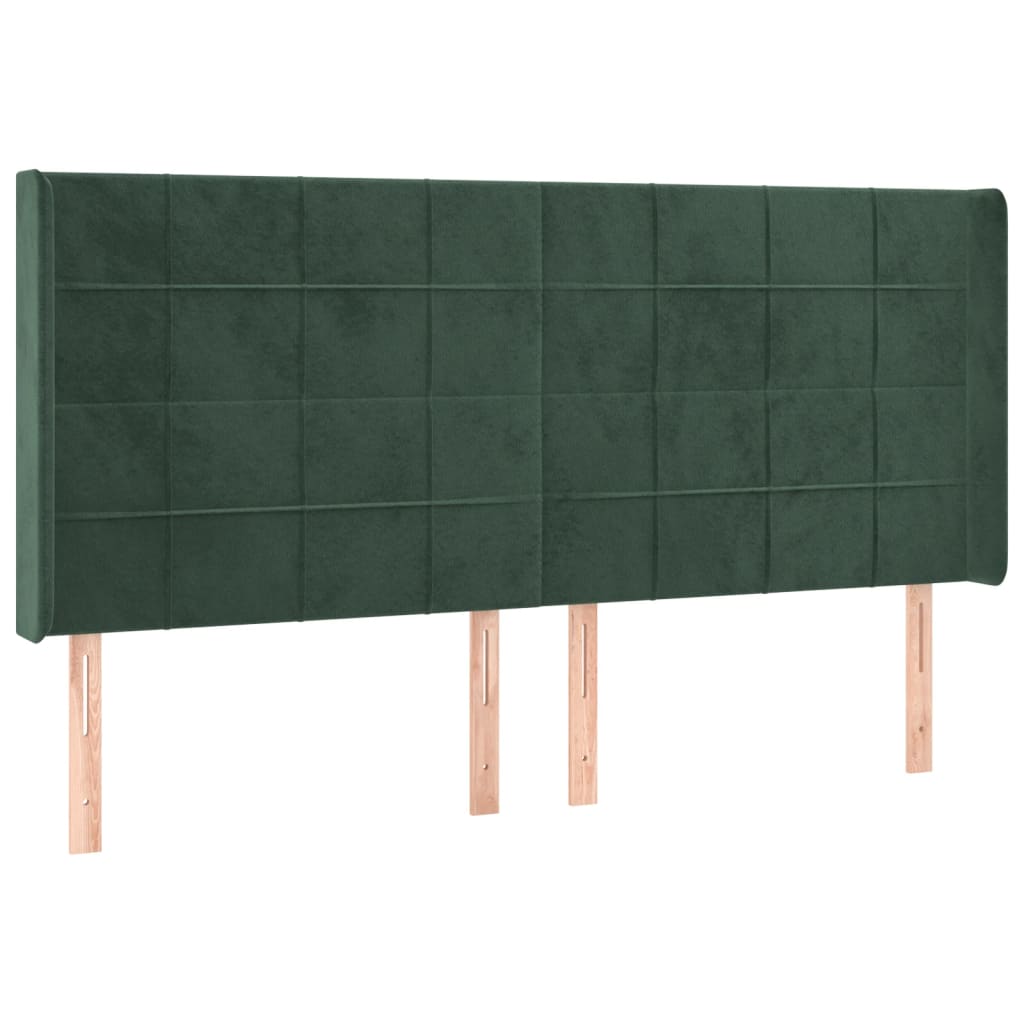 vidaXL Tăblie pat cu aripioare verde închis 183x16x118/128 cm catifea vidaXL Tăblie pat cu aripioare verde închis 183x16x118/128 cm catifea