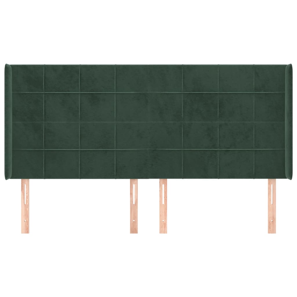 vidaXL Tăblie pat cu aripioare verde închis 183x16x118/128 cm catifea vidaXL Tăblie pat cu aripioare verde închis 183x16x118/128 cm catifea