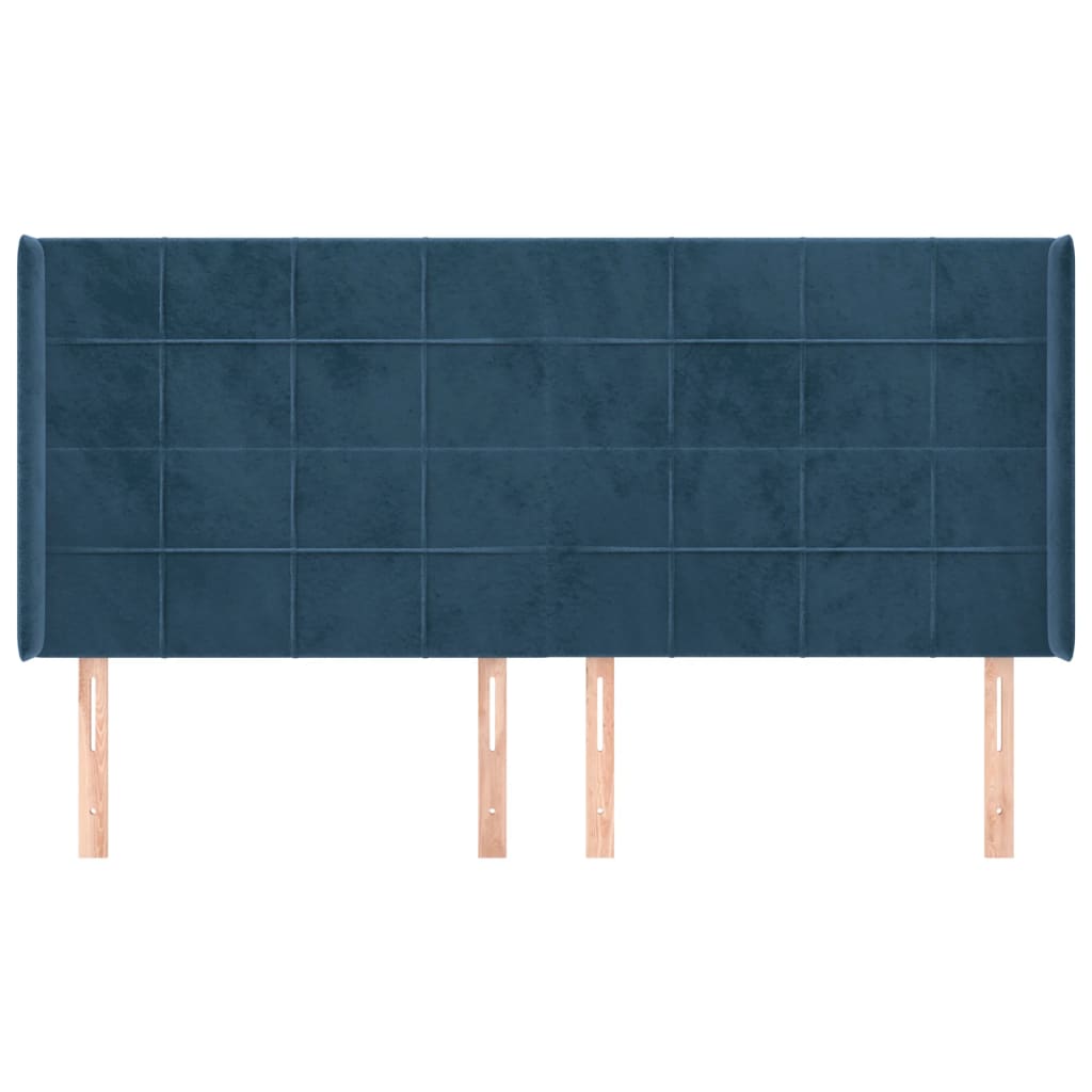 vidaXL Tăblie pat cu urechi albastru închis 183x16x118/128 cm catifea vidaXL Tăblie pat cu urechi albastru închis 183x16x118/128 cm catifea