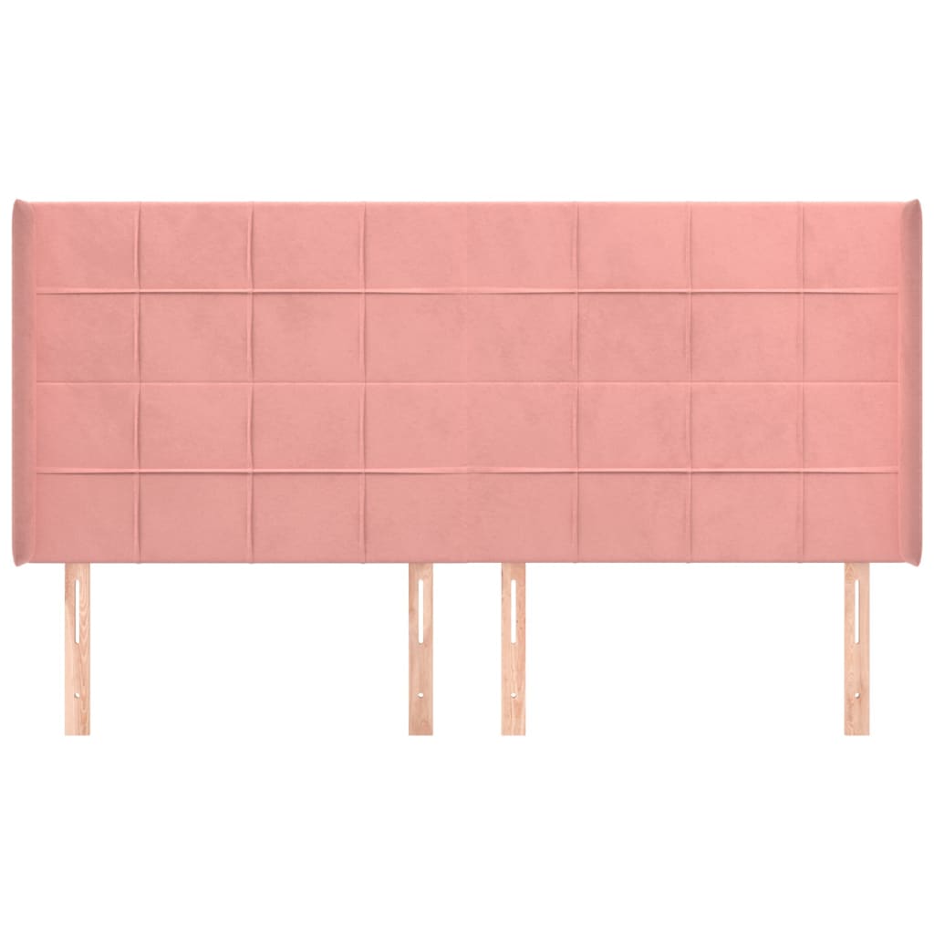 vidaXL Tăblie de pat cu aripioare, roz, 203x16x118/128 cm, catifea